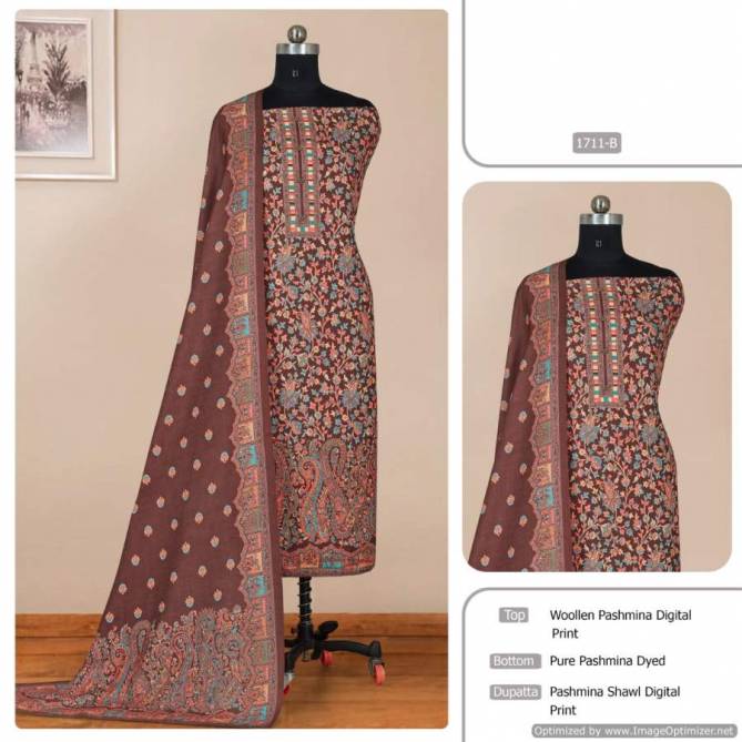 Bipson Preeto 1711 Winter Casual Wear Printed Pashmina Dress Material Collection